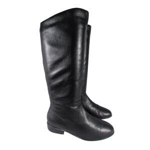 ST. JOHN'S BAY! BLACK GENUINE LEATHER LIW HEEL SCRUNCHY/STRAIGHT BOOTS! SZ 7.5M